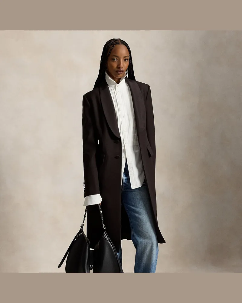 Ralph Lauren Woll-Smokingmantel mit Seidenrevers Brown