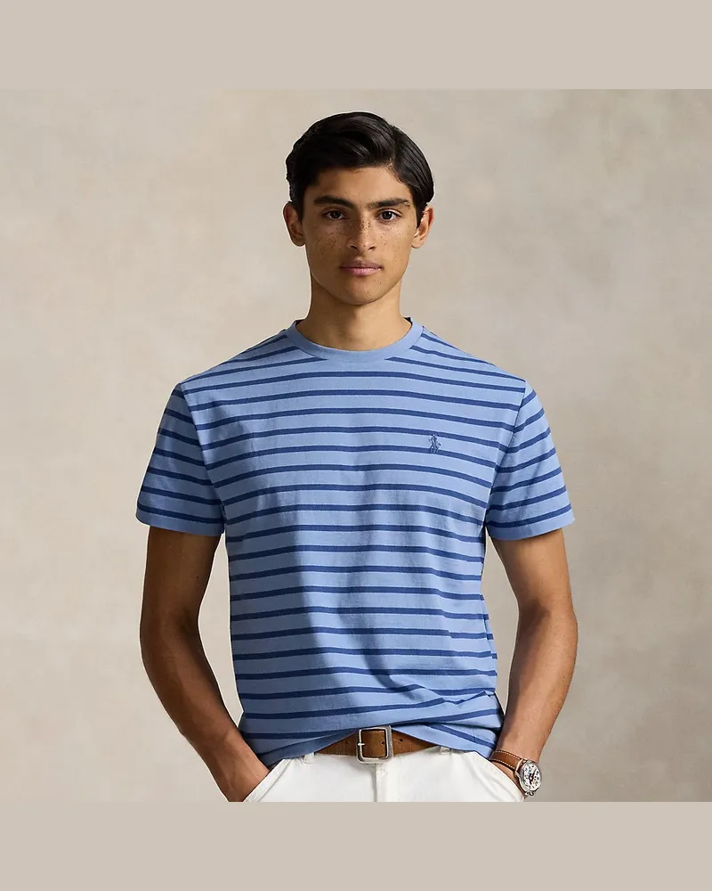 Ralph Lauren Gestreiftes Custom-Slim-Fit T-Shirt Blue