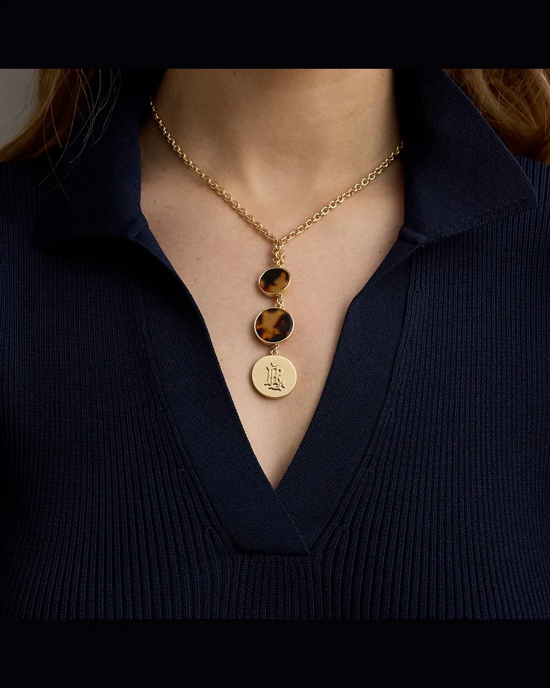 Ralph Lauren Vergoldete Y-Halskette mit Schildpatt Gold