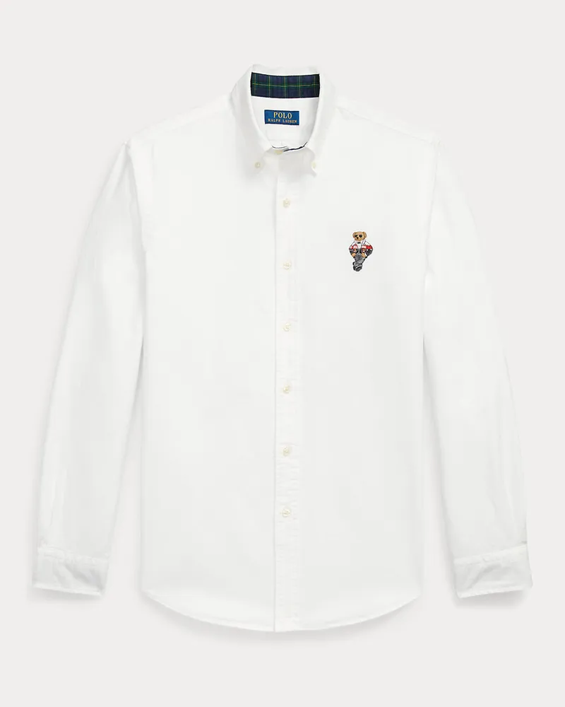 Ralph Lauren Custom-Fit Oxfordhemd mit Polo Bear White