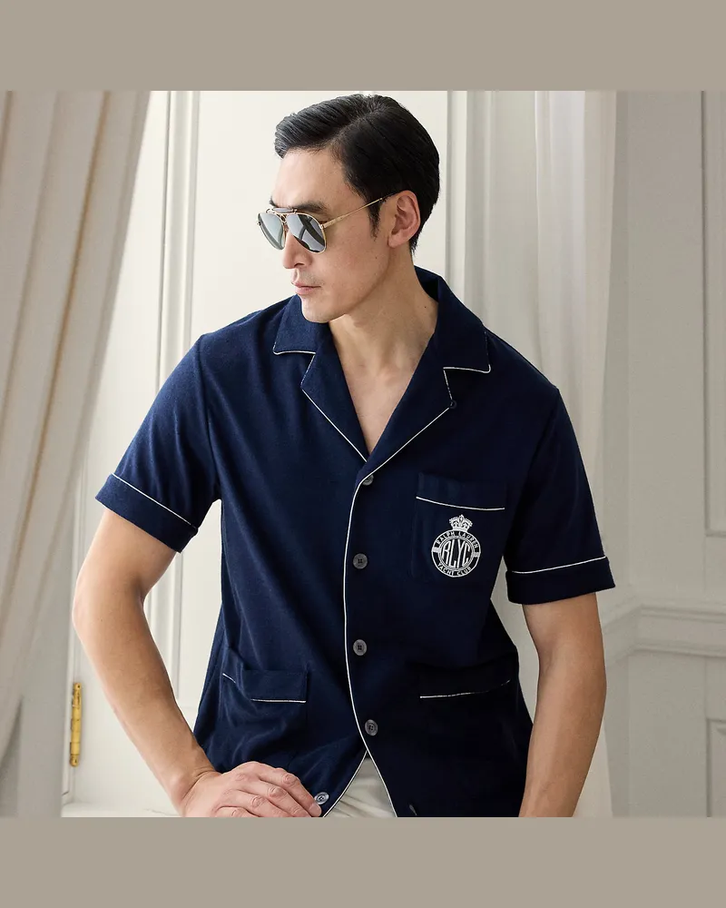 Ralph Lauren Hemd aus Baumwoll-Seiden-Frottee Blue