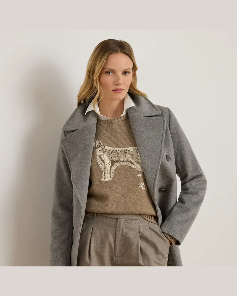 Ralph Lauren Zweireihiger Mantel mit Oversize-Kragen Grey