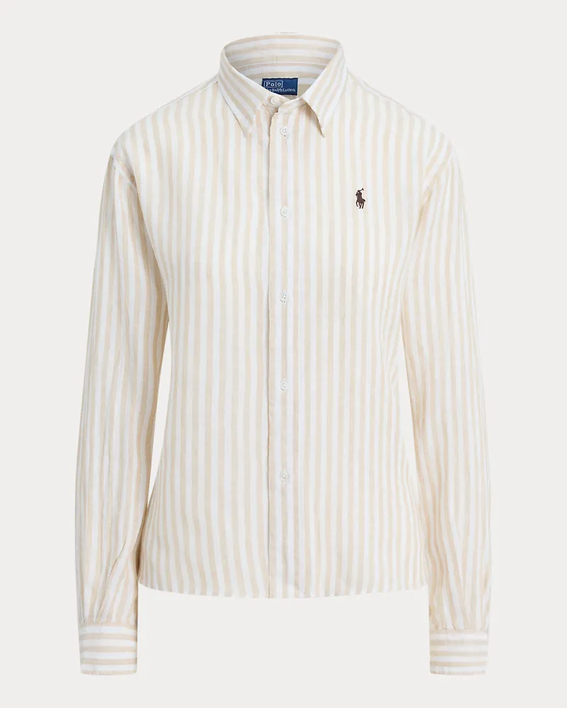 Ralph Lauren Weites, verkürztes Gingan-Leinenhemd Multi