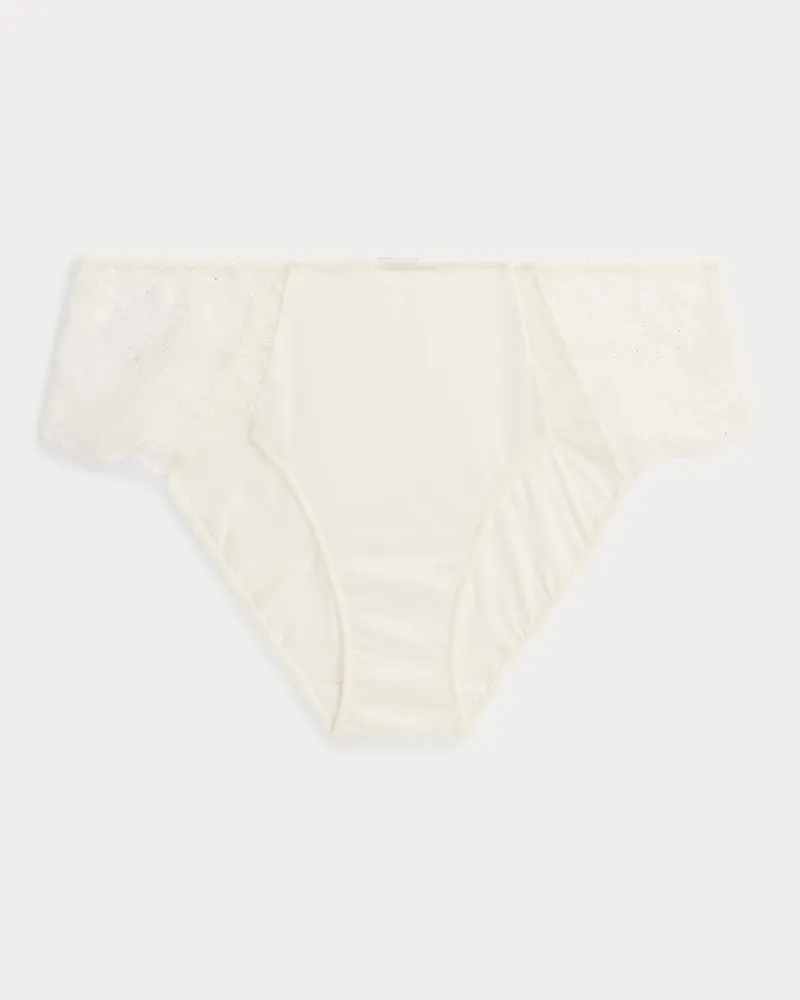 Ralph Lauren Hipster-Slip aus Satin und Spitze White