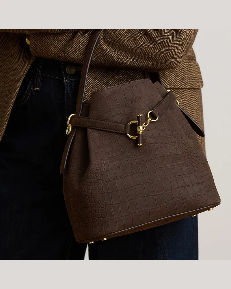 Ralph Lauren Beuteltasche Blaike aus Nubukleder Brown