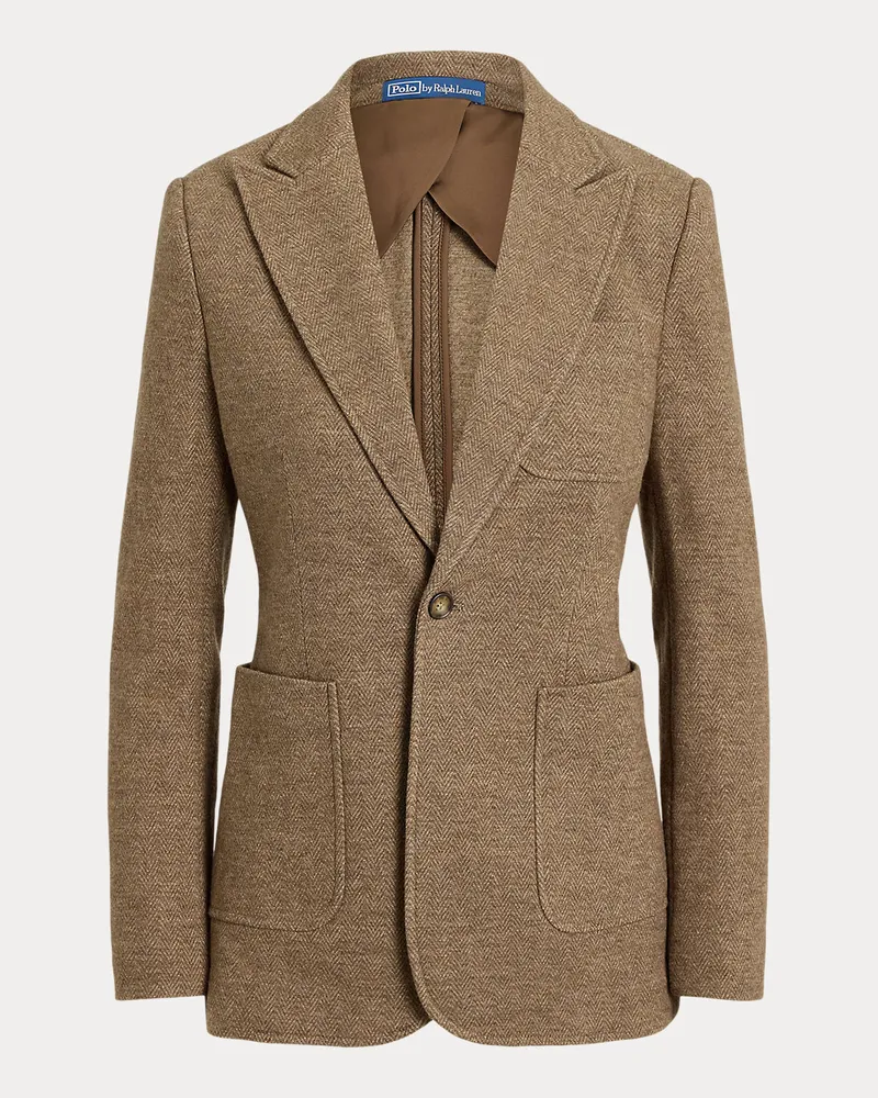 Ralph Lauren Einreihiger Wollblazer mit Baumwolle Brown
