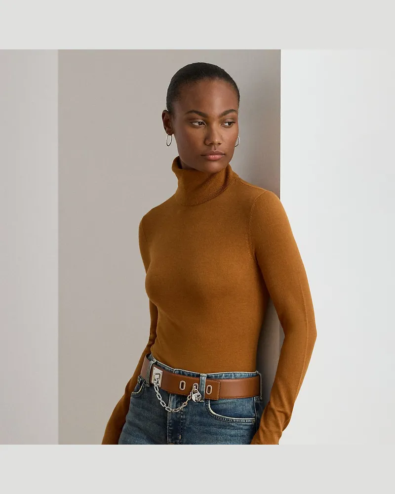 Ralph Lauren Rollkragenpullover aus Seiden-Mix Brown
