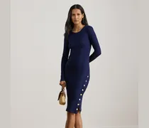 Geripptes Kleid mit Knopfleiste