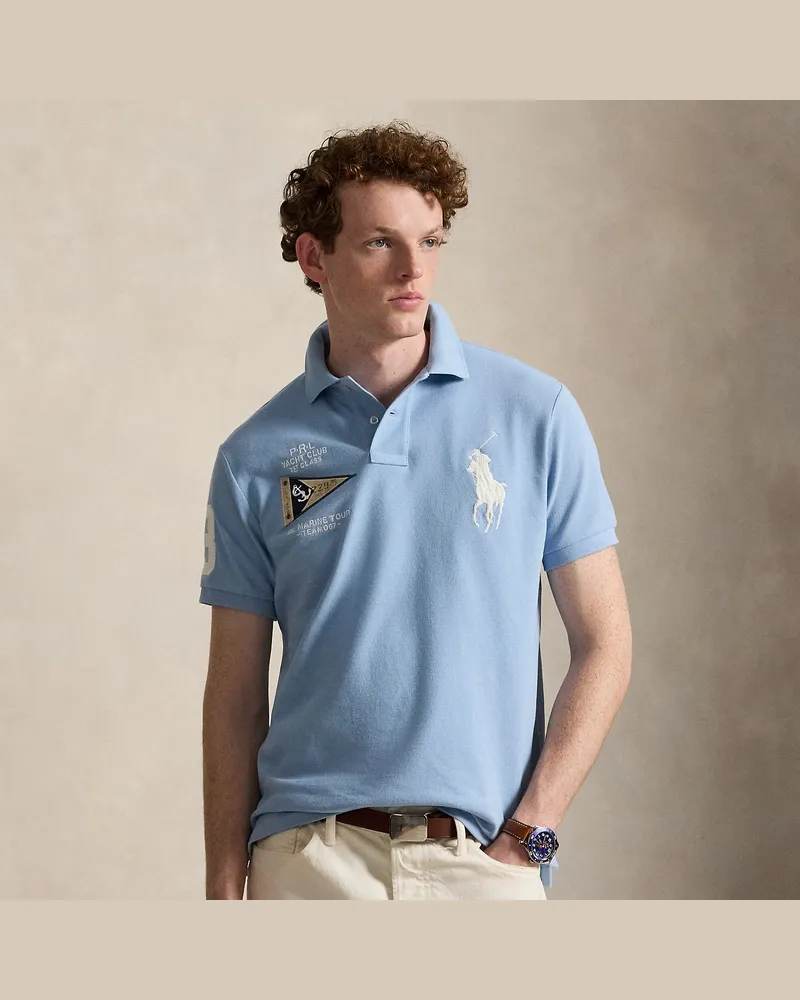 Ralph Lauren Custom-Slim-Fit Poloshirt mit Big Pony Blue