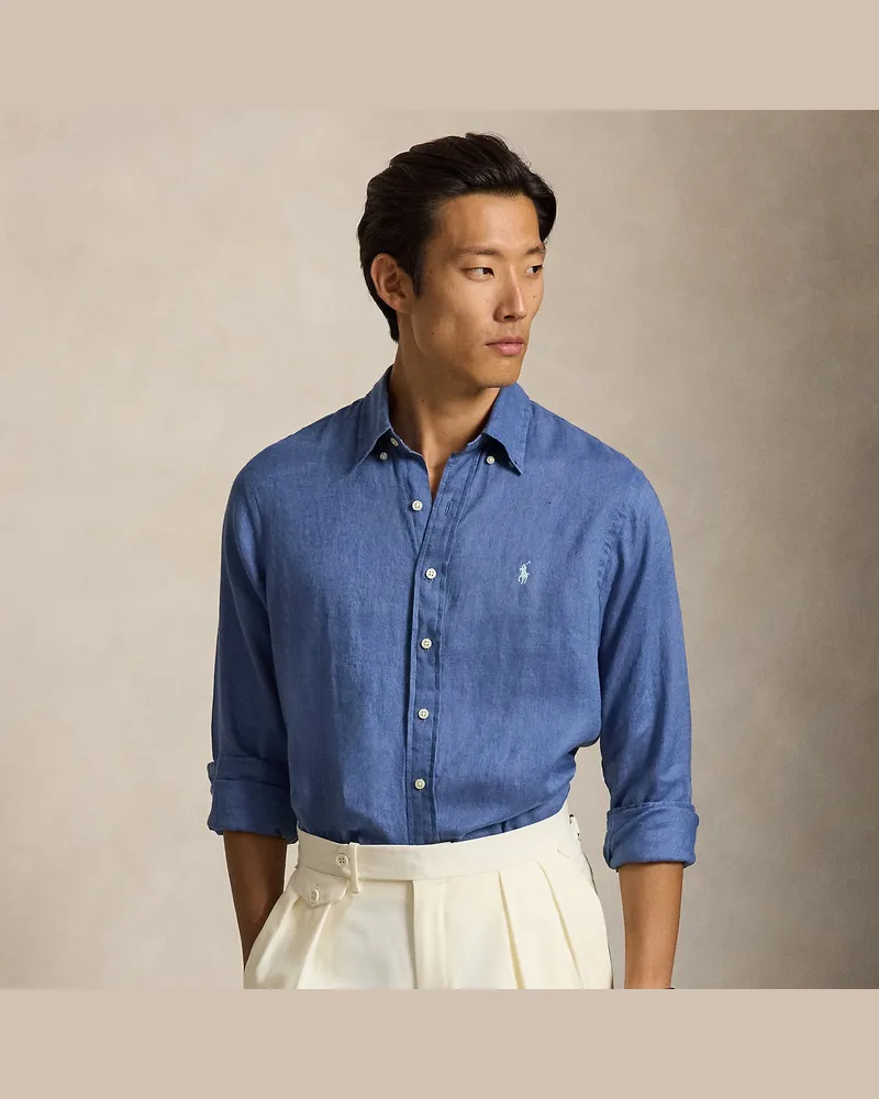 Ralph Lauren Custom-Fit Leinenhemd Blue