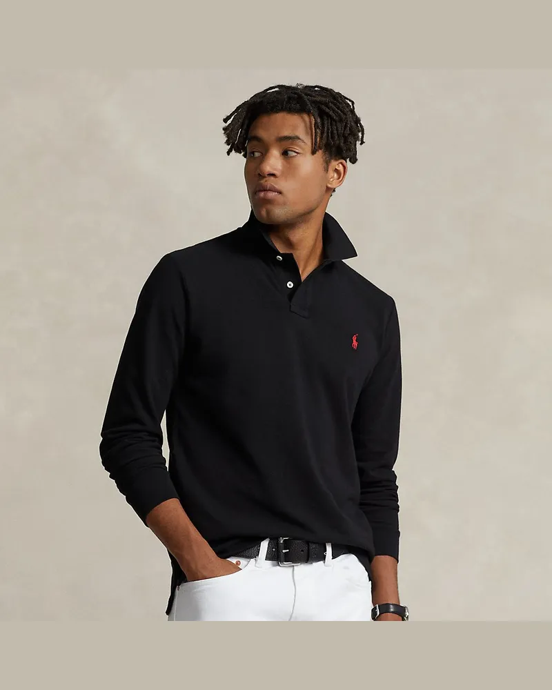 Ralph Lauren Custom-Slim-Fit Piqué-Poloshirt Black