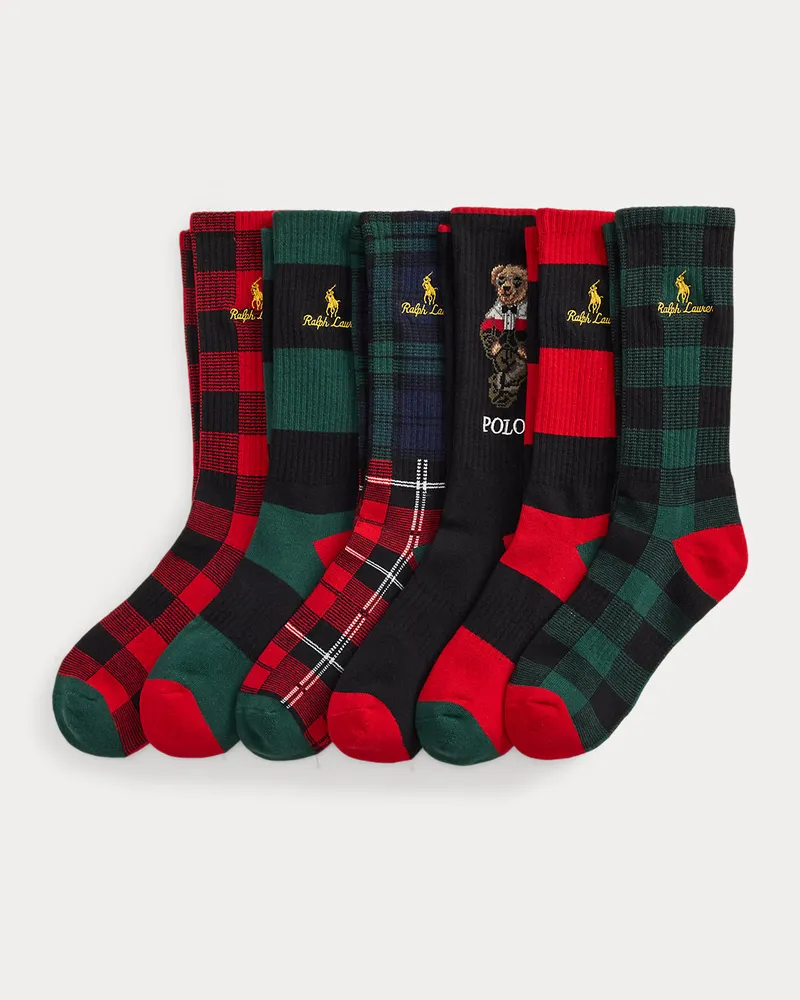Ralph Lauren 6er-Pack Crew-Socken mit Polo Bear Red