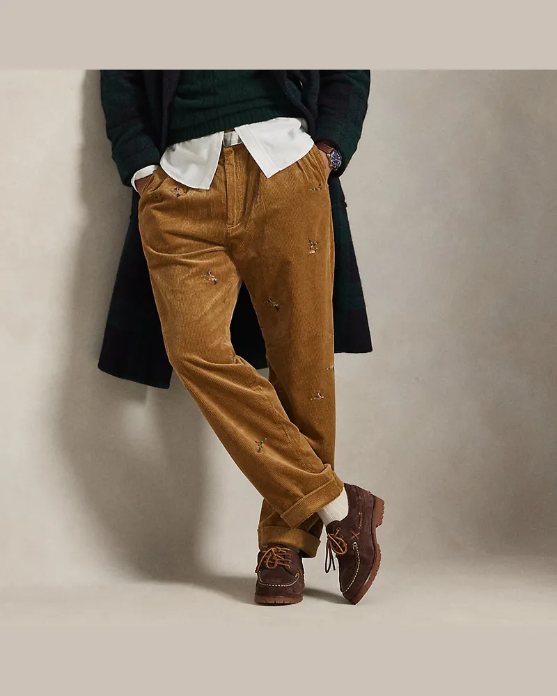 Ralph Lauren Relaxed-Fit Hose Whitman mit Stickerei Brown