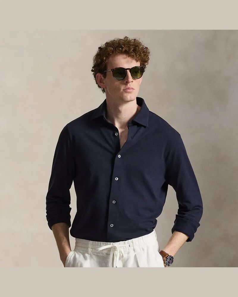 Ralph Lauren Hemd aus Micro-Piqué Blue