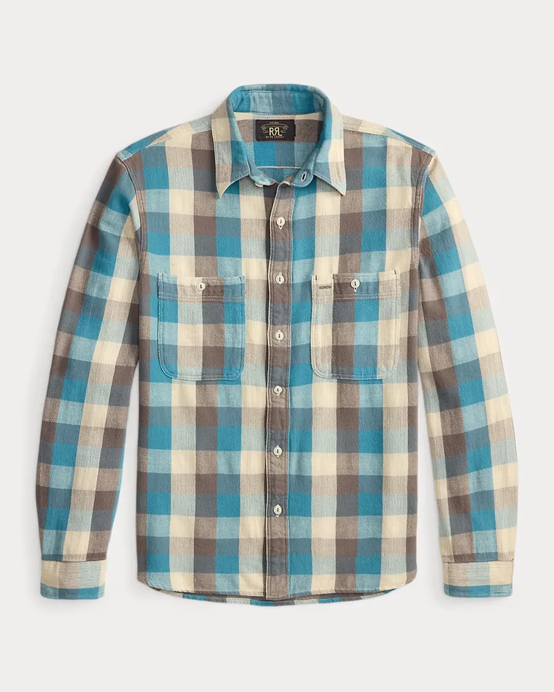 Ralph Lauren Kariertes Arbeitshemd aus Twill Blue