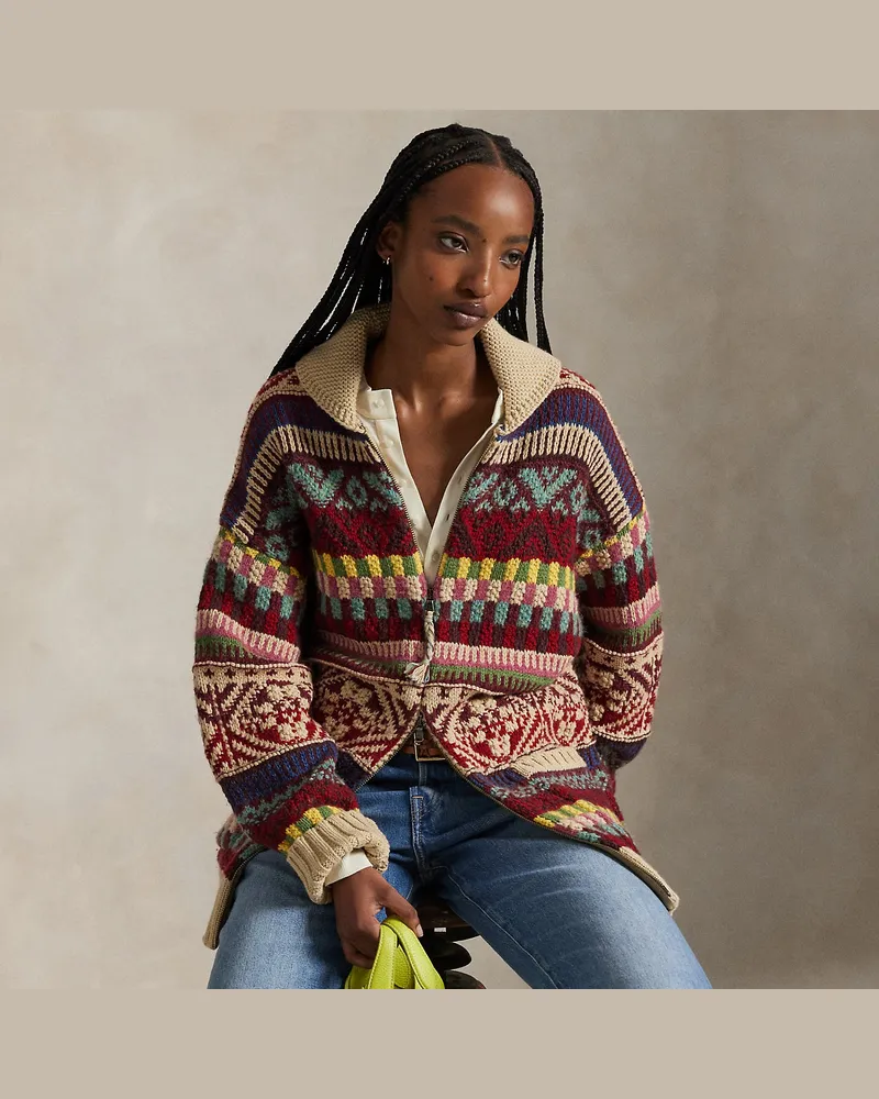 Ralph Lauren Geometrische Strickjacke mit Schalkragen Multi
