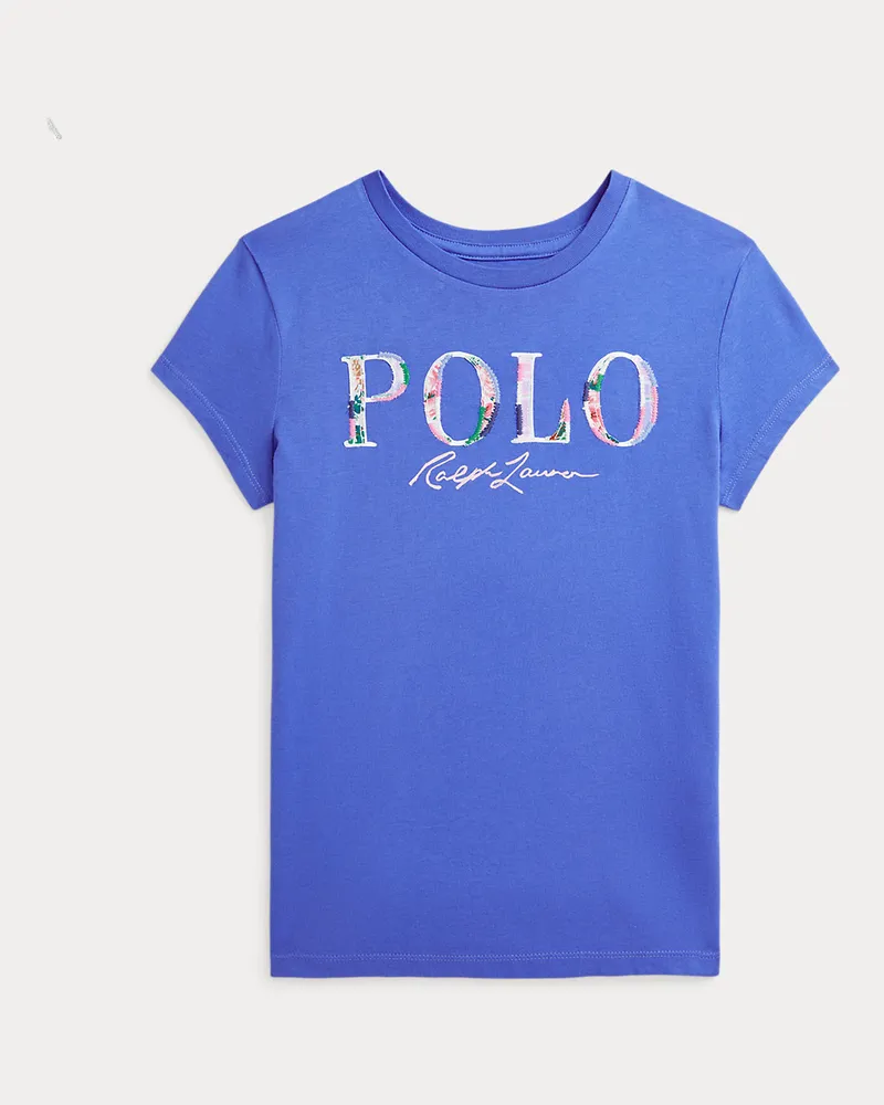 Ralph Lauren Logo-T-Shirt aus Baumwolljersey Blue