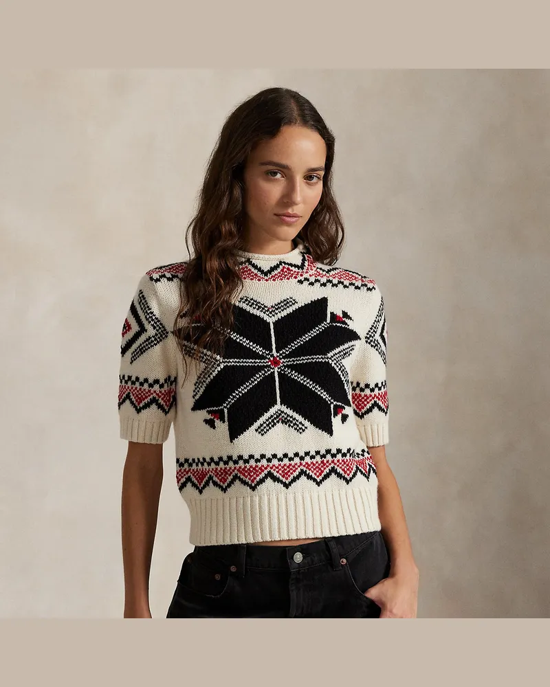 Ralph Lauren Kurzarm-Pullover mit Schneeflockenmotiv Multi