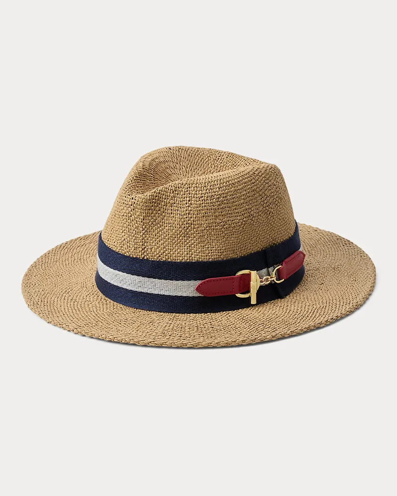 Ralph Lauren Stroh-Fedora mit Gürteldetail Tan