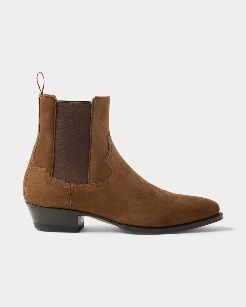 Ralph Lauren Chelsea-Westernboots aus Kalbswildleder Brown