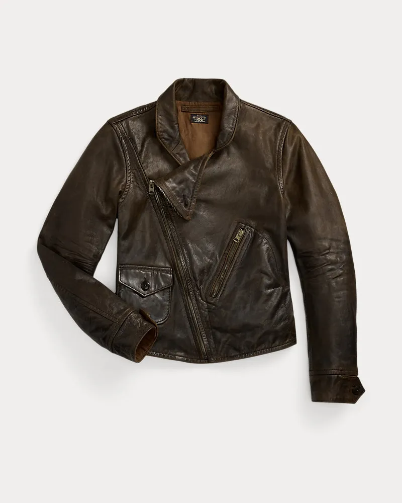 Ralph Lauren Bikerjacke aus Leder Brown