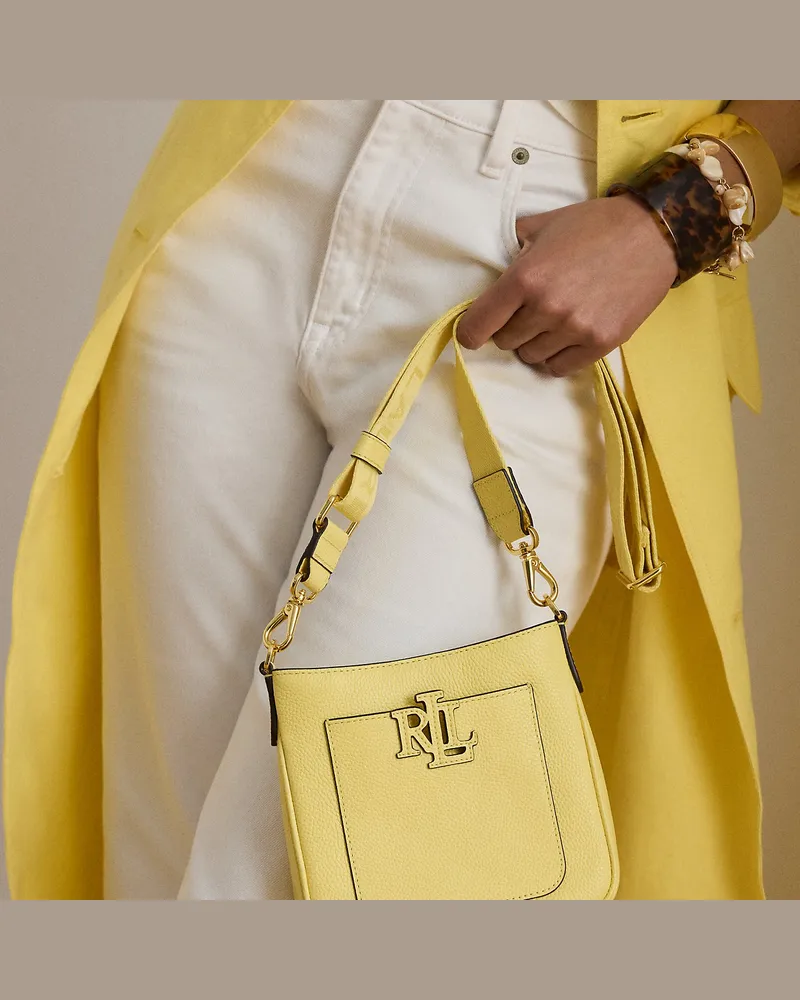 Ralph Lauren Kleine Narbenleder-Umhängetasche Cameryn Yellow