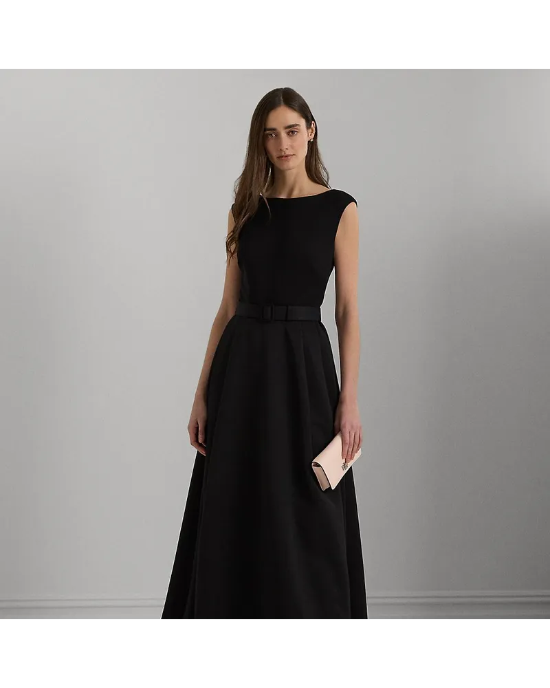 Ralph Lauren Faille-Jersey-Abendkleid mit Gürtel Black