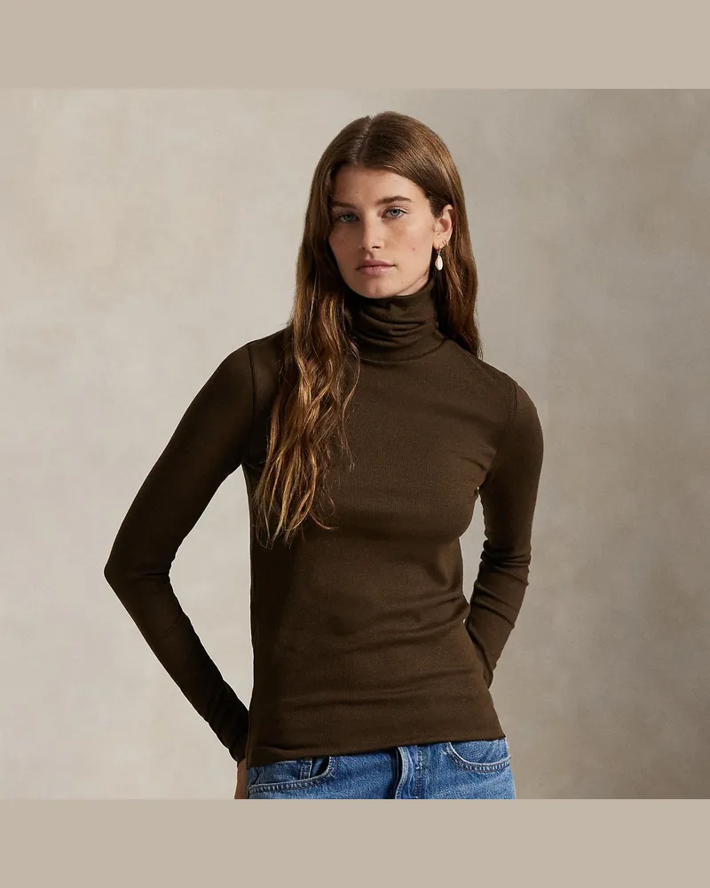 Ralph Lauren Rollkragenpullover aus Stretchmaterial Brown