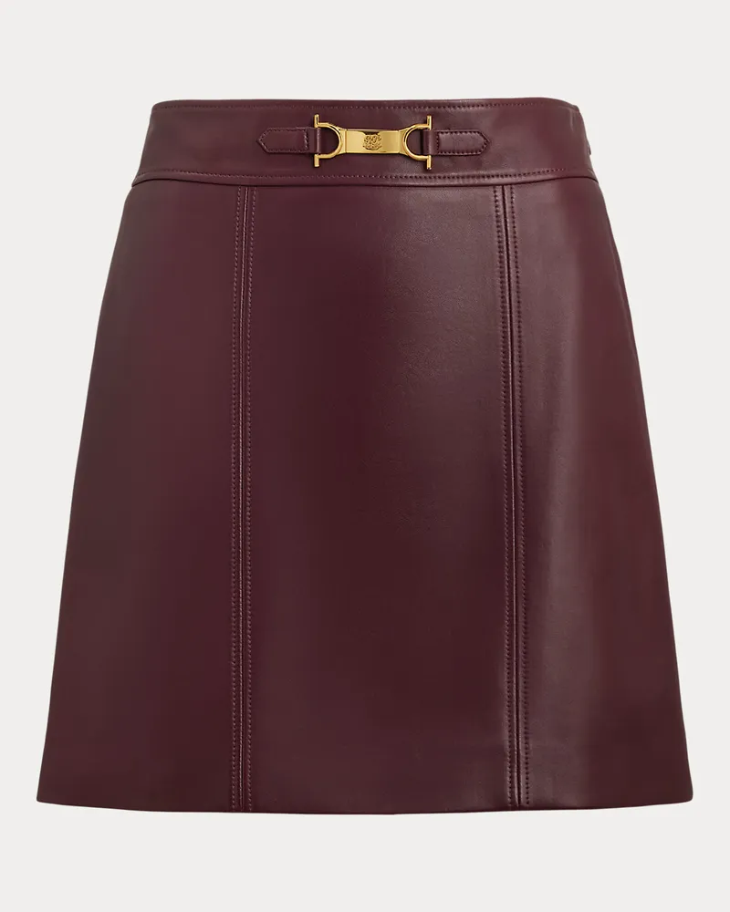 Ralph Lauren Lammleder-Minirock mit Schnalle Red