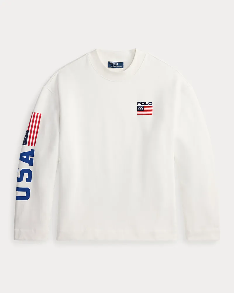 Ralph Lauren Fleece-Sweatshirt mit US-Flagge White