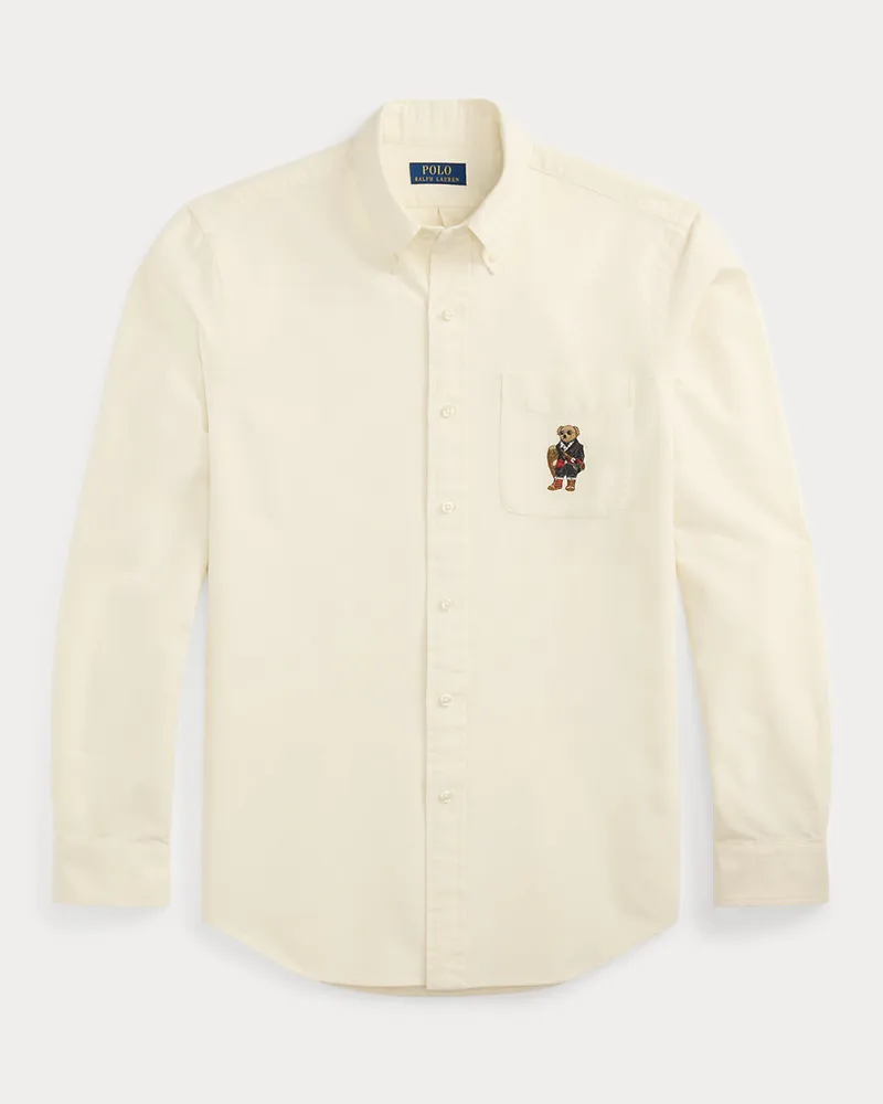 Ralph Lauren Custom-Fit Oxfordhemd mit Polo Bear White