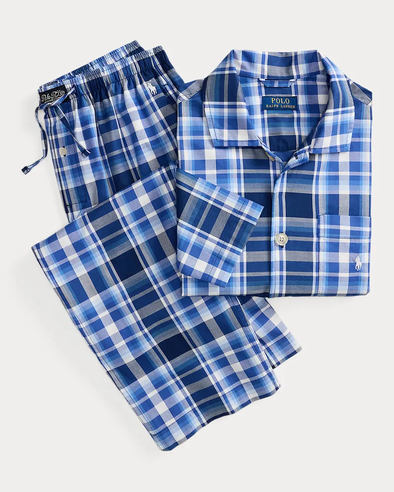 Ralph Lauren Baumwollpyjama mit Monogrammdruck Blue