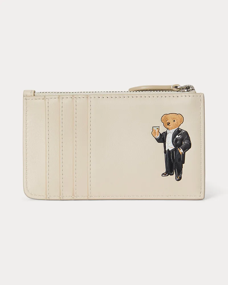 Ralph Lauren Kartenetui aus Leder mit Polo Bear White