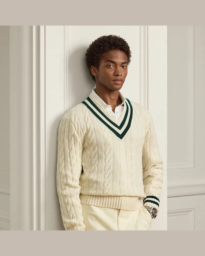 Ralph Lauren Cricket-Pullover aus Kaschmir Cream