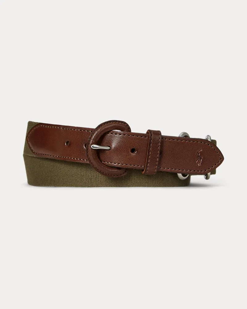 Ralph Lauren Webgürtel aus Baumwolle und Leder Green