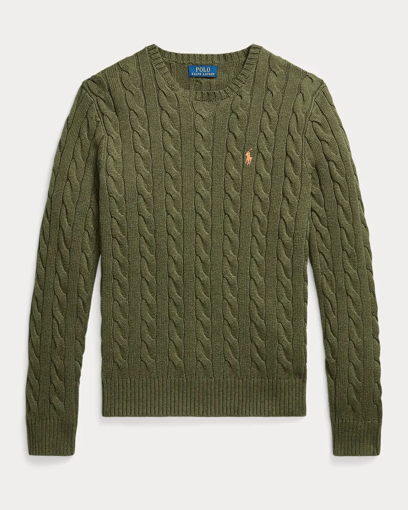 Ralph Lauren Baumwollpullover mit Zopfmuster Green