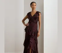 Paisley-Georgette-Abendkleid mit Rüschen