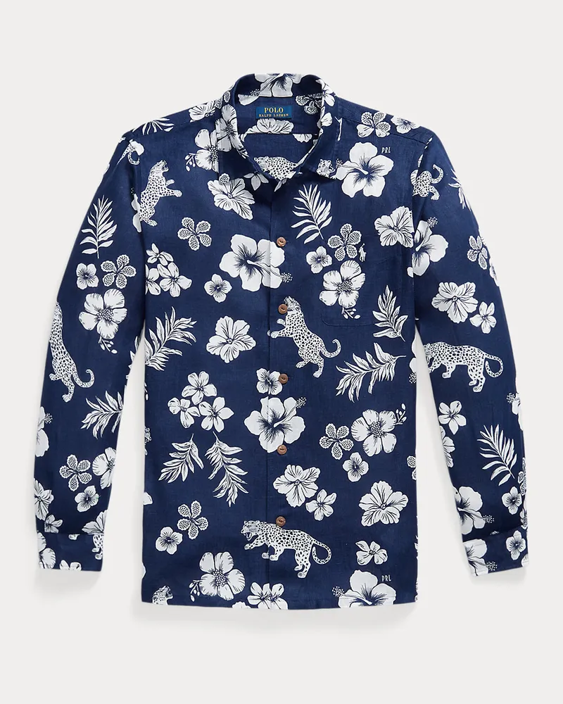 Ralph Lauren Tropisches Classic-Fit Leinenhemd Blue