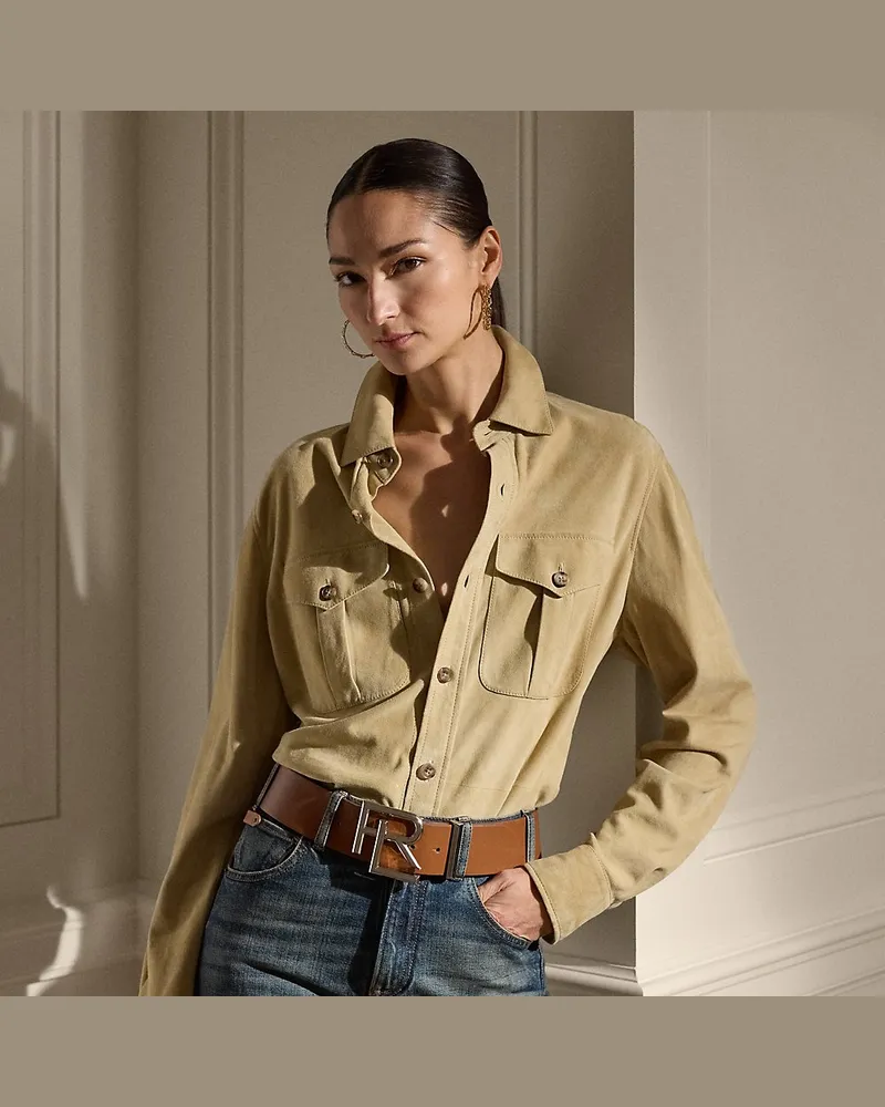 Ralph Lauren Hemd Landry aus Lammwildleder Tan