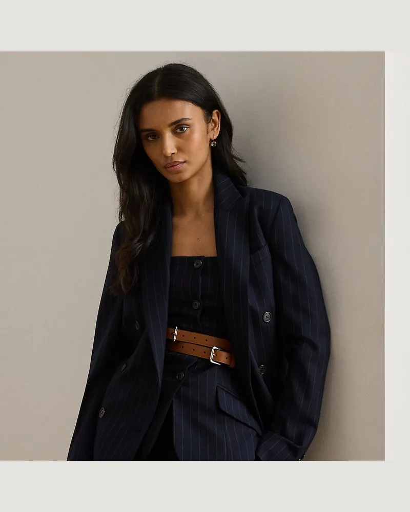 Ralph Lauren Zweireihiger Nadelstreifen-Twillblazer Blue