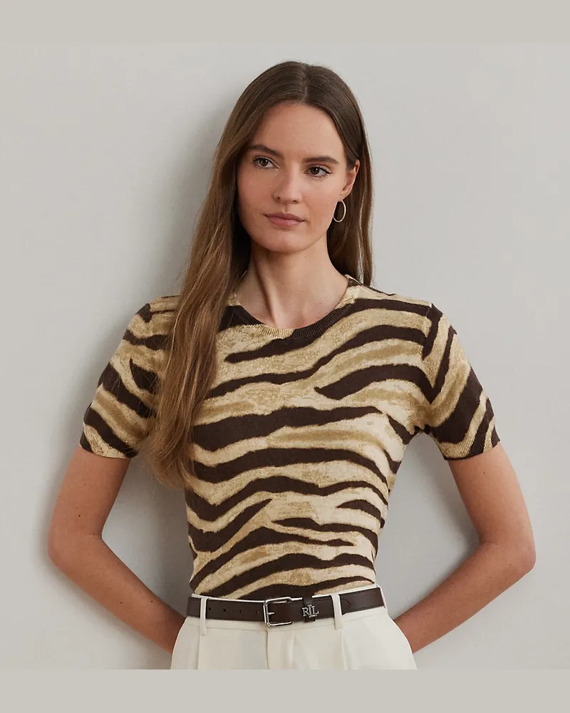 Ralph Lauren Kurzärmliger Pullover mit Druck Cream
