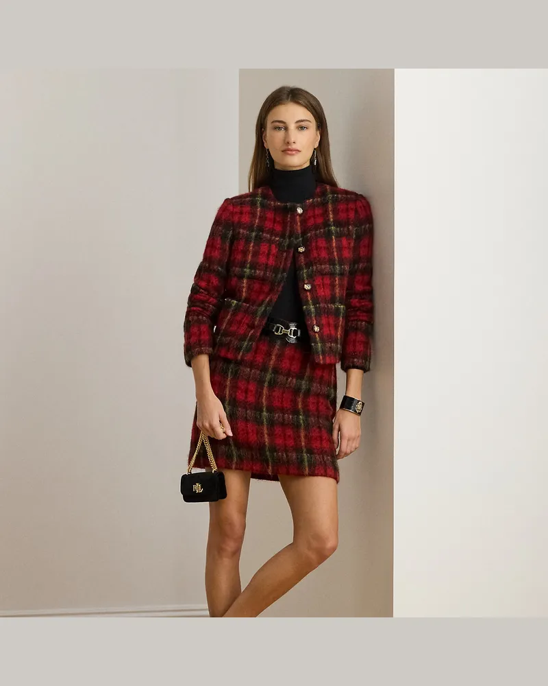 Ralph Lauren Karierter Bleistift-Minirock aus Mohair Multi