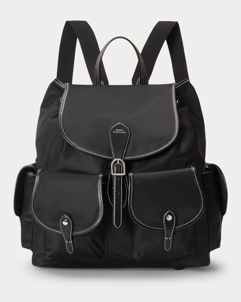 Ralph Lauren Nylon-Rucksack Bellport mit Lederbesatz Black