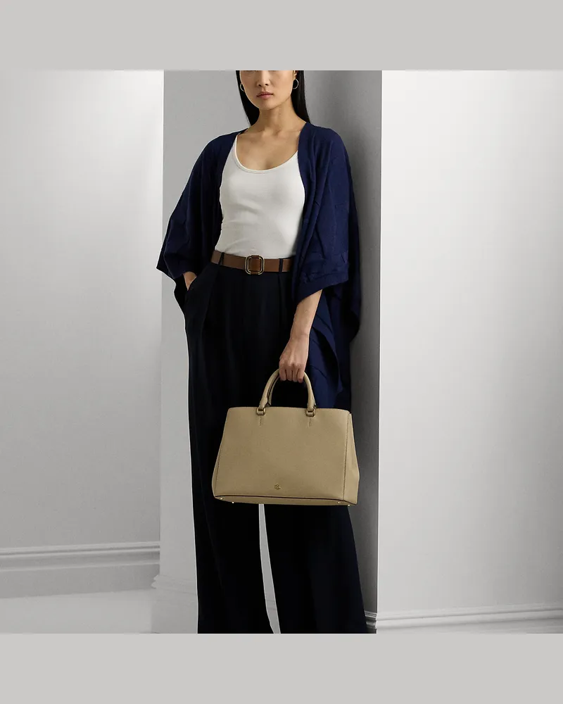 Ralph Lauren Große Tasche Hanna aus Schraffurleder Tan