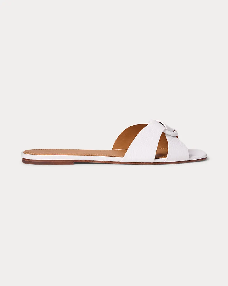 Ralph Lauren Sandale aus Narbenleder mit O-Ring White
