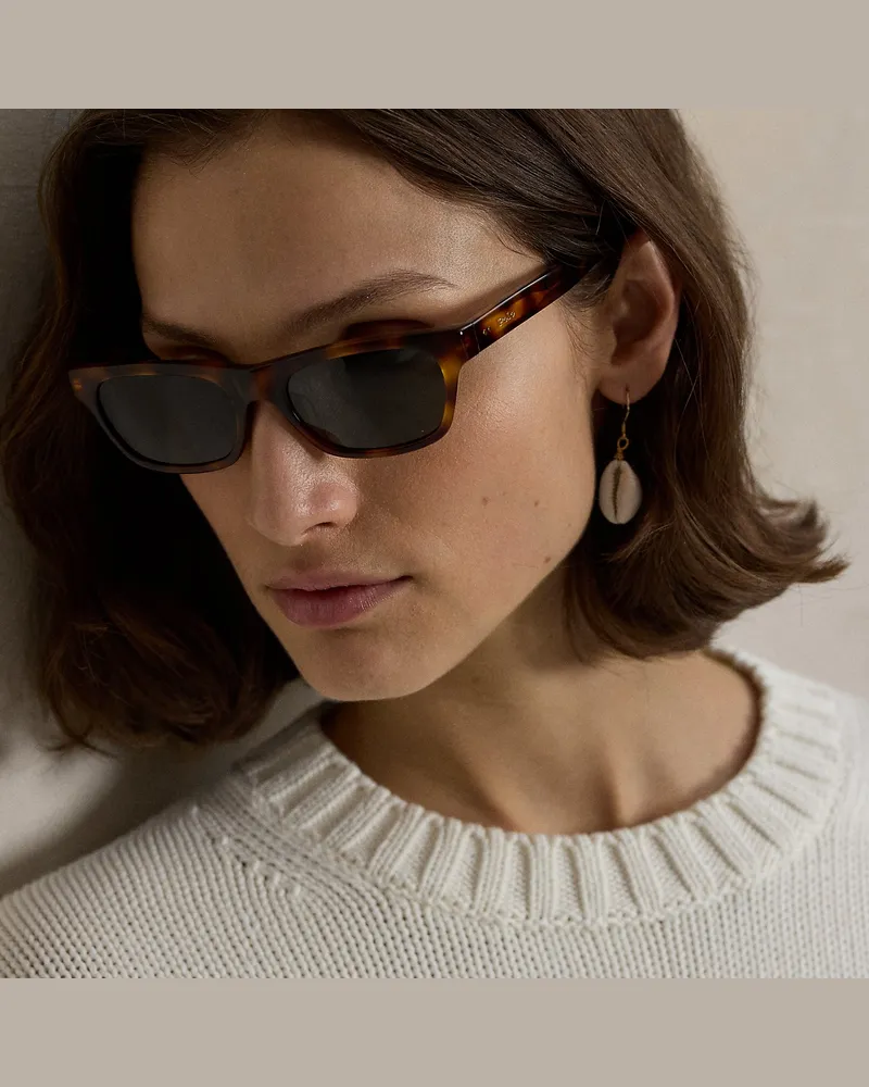 Ralph Lauren Rechteckige Polo-Sonnenbrille Brown