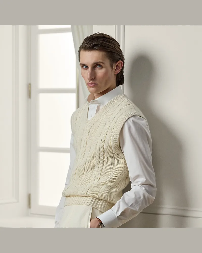 Ralph Lauren Pullunder aus Kaschmir, Seide und Leinen Natural