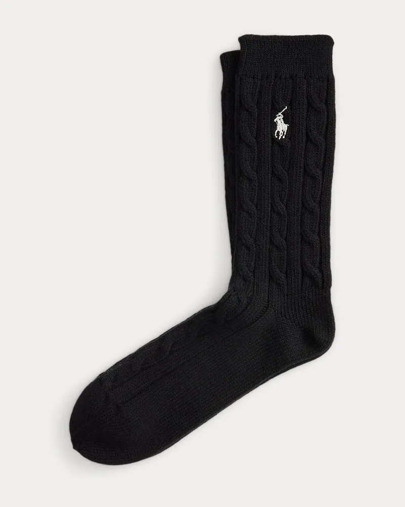 Ralph Lauren Crew-Socken mit Zopfmuster Black