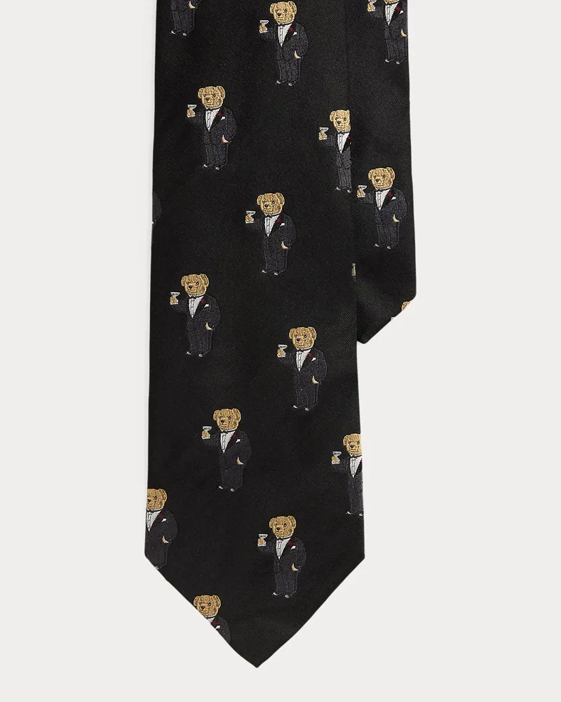 Ralph Lauren Seidenkrawatte mit Graduate Martini Bear Black