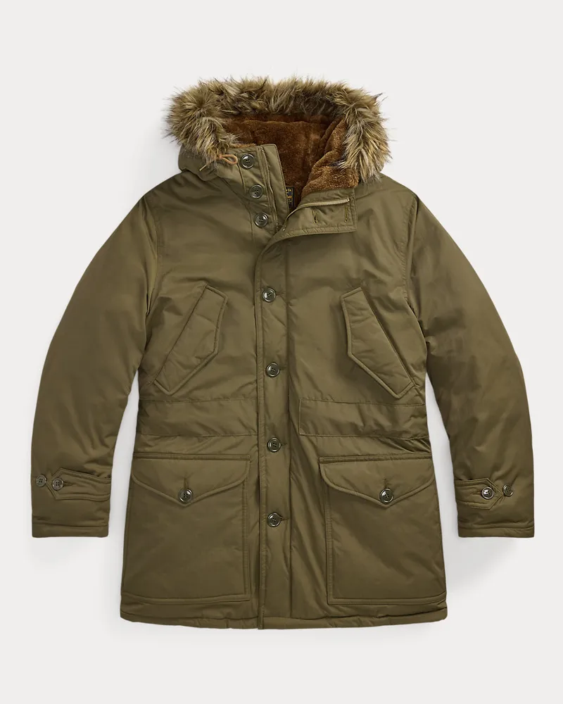 Ralph Lauren Parka mit Kunstpelzbesatz Green
